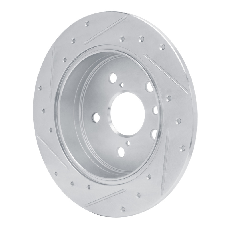 Toyota Camry Brake Rotor (1) - Rear Right - R1 Concepts - Drilled & Slotted - Silver - `18-`24